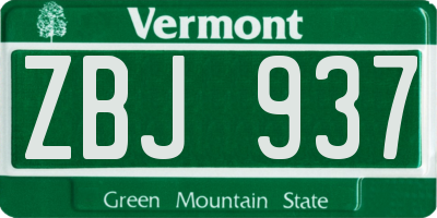 VT license plate ZBJ937