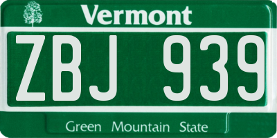 VT license plate ZBJ939