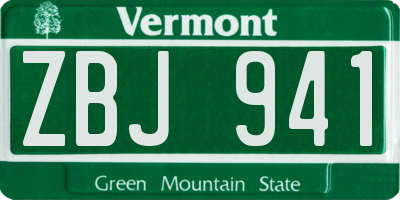 VT license plate ZBJ941