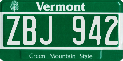 VT license plate ZBJ942