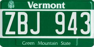 VT license plate ZBJ943