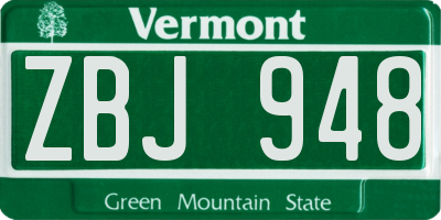 VT license plate ZBJ948