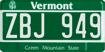 VT license plate ZBJ949