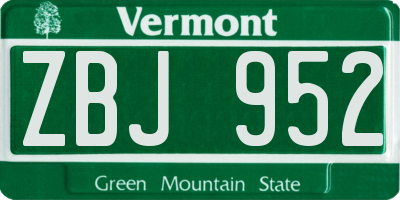 VT license plate ZBJ952