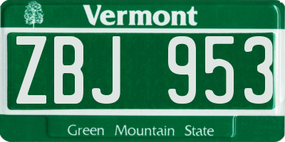 VT license plate ZBJ953