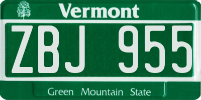 VT license plate ZBJ955