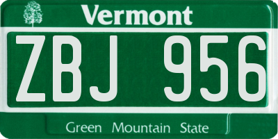 VT license plate ZBJ956