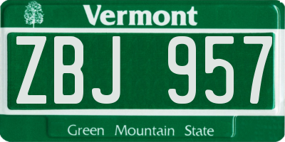VT license plate ZBJ957