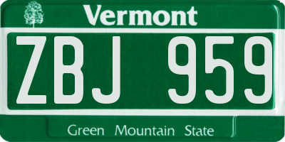 VT license plate ZBJ959