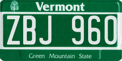 VT license plate ZBJ960