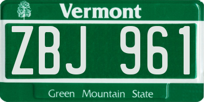 VT license plate ZBJ961