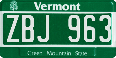VT license plate ZBJ963