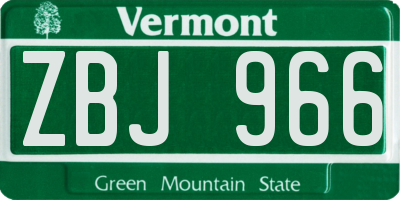VT license plate ZBJ966
