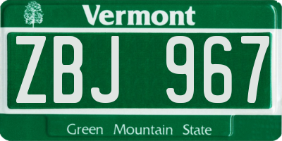 VT license plate ZBJ967