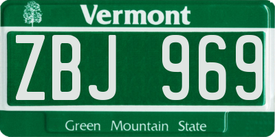 VT license plate ZBJ969