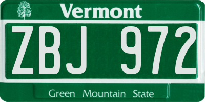 VT license plate ZBJ972