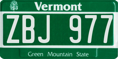 VT license plate ZBJ977