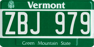 VT license plate ZBJ979