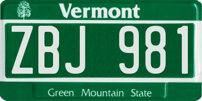 VT license plate ZBJ981