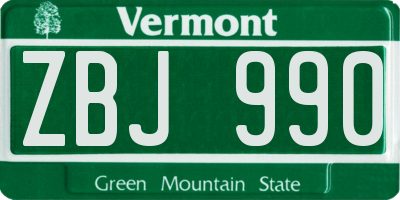 VT license plate ZBJ990