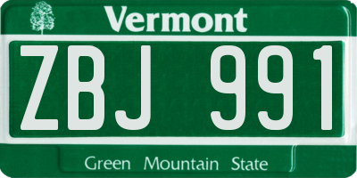 VT license plate ZBJ991