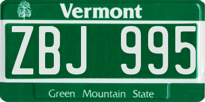 VT license plate ZBJ995