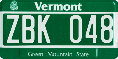 VT license plate ZBK048