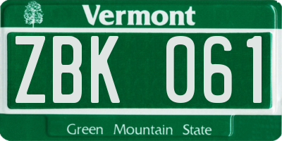 VT license plate ZBK061