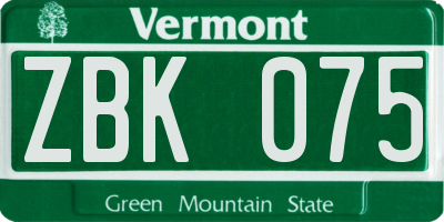 VT license plate ZBK075