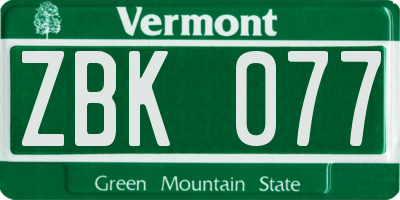 VT license plate ZBK077