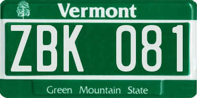 VT license plate ZBK081