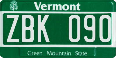 VT license plate ZBK090