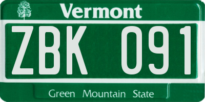 VT license plate ZBK091