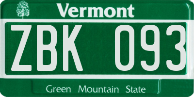 VT license plate ZBK093