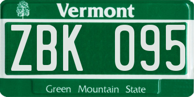 VT license plate ZBK095
