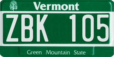 VT license plate ZBK105
