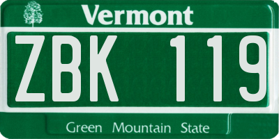 VT license plate ZBK119
