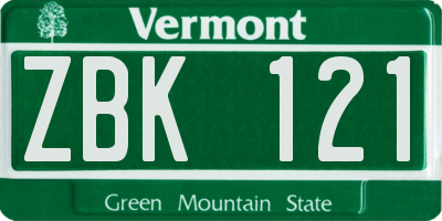 VT license plate ZBK121