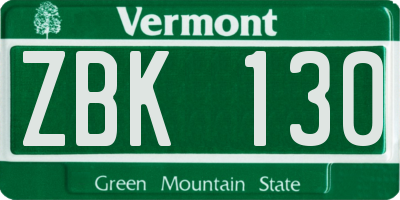 VT license plate ZBK130
