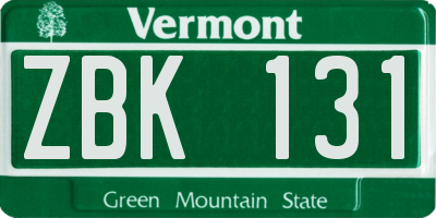 VT license plate ZBK131