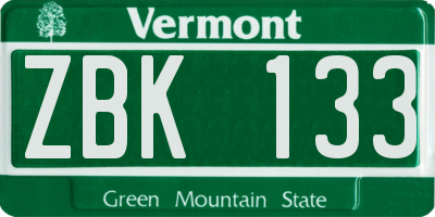 VT license plate ZBK133