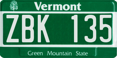 VT license plate ZBK135