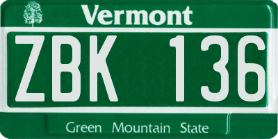VT license plate ZBK136