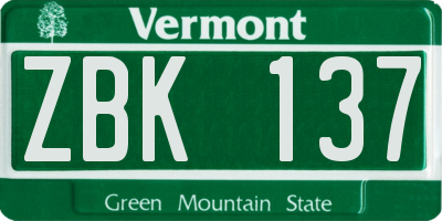 VT license plate ZBK137