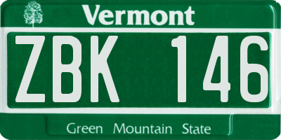 VT license plate ZBK146