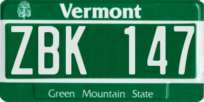 VT license plate ZBK147