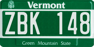 VT license plate ZBK148