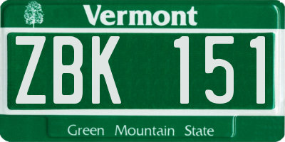 VT license plate ZBK151