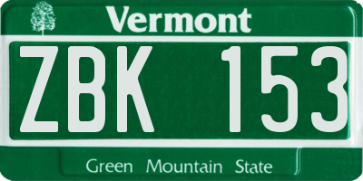 VT license plate ZBK153
