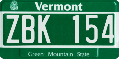 VT license plate ZBK154